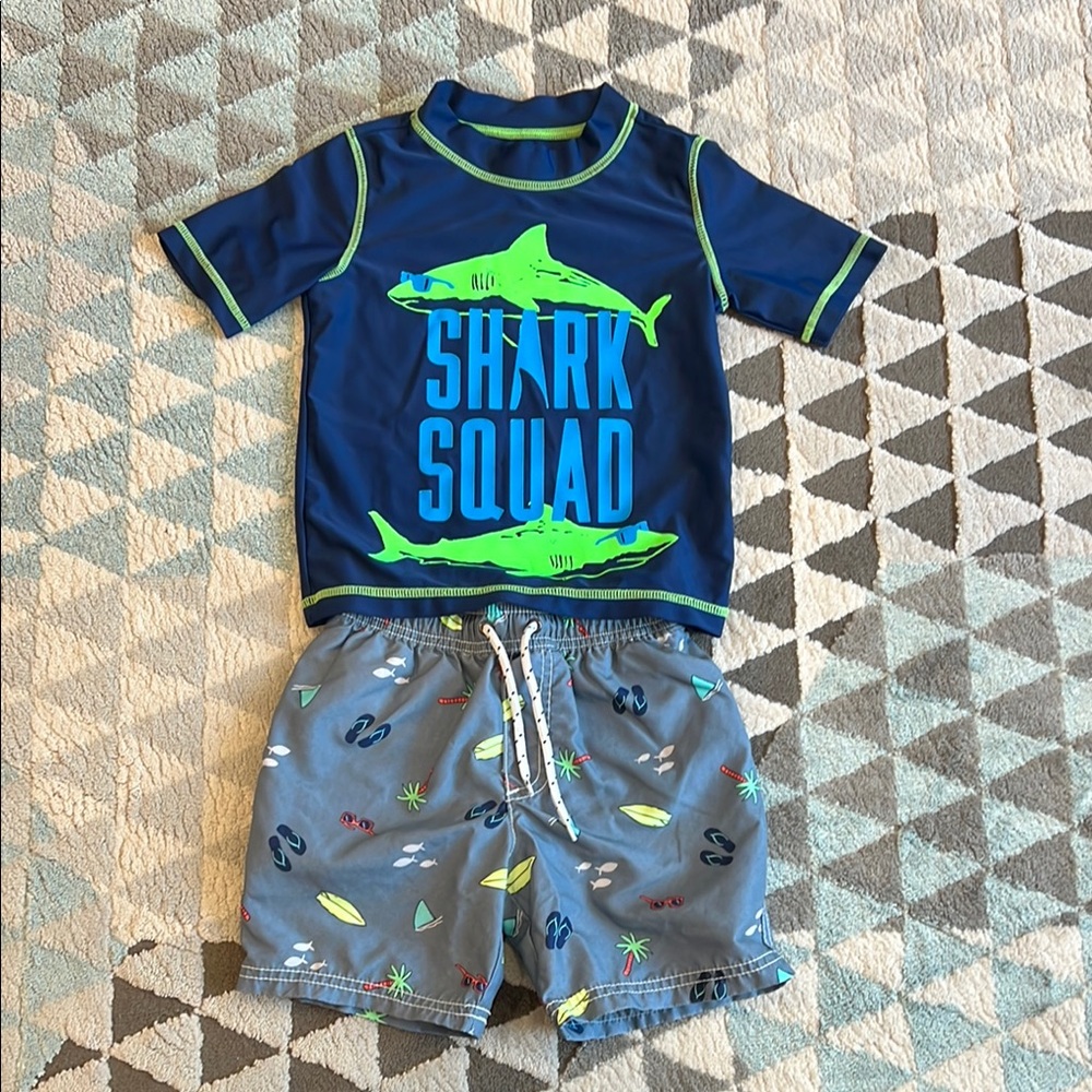 Carter's Shark Rashguard and Swim Trunks Set/ Boys/ Size 4T